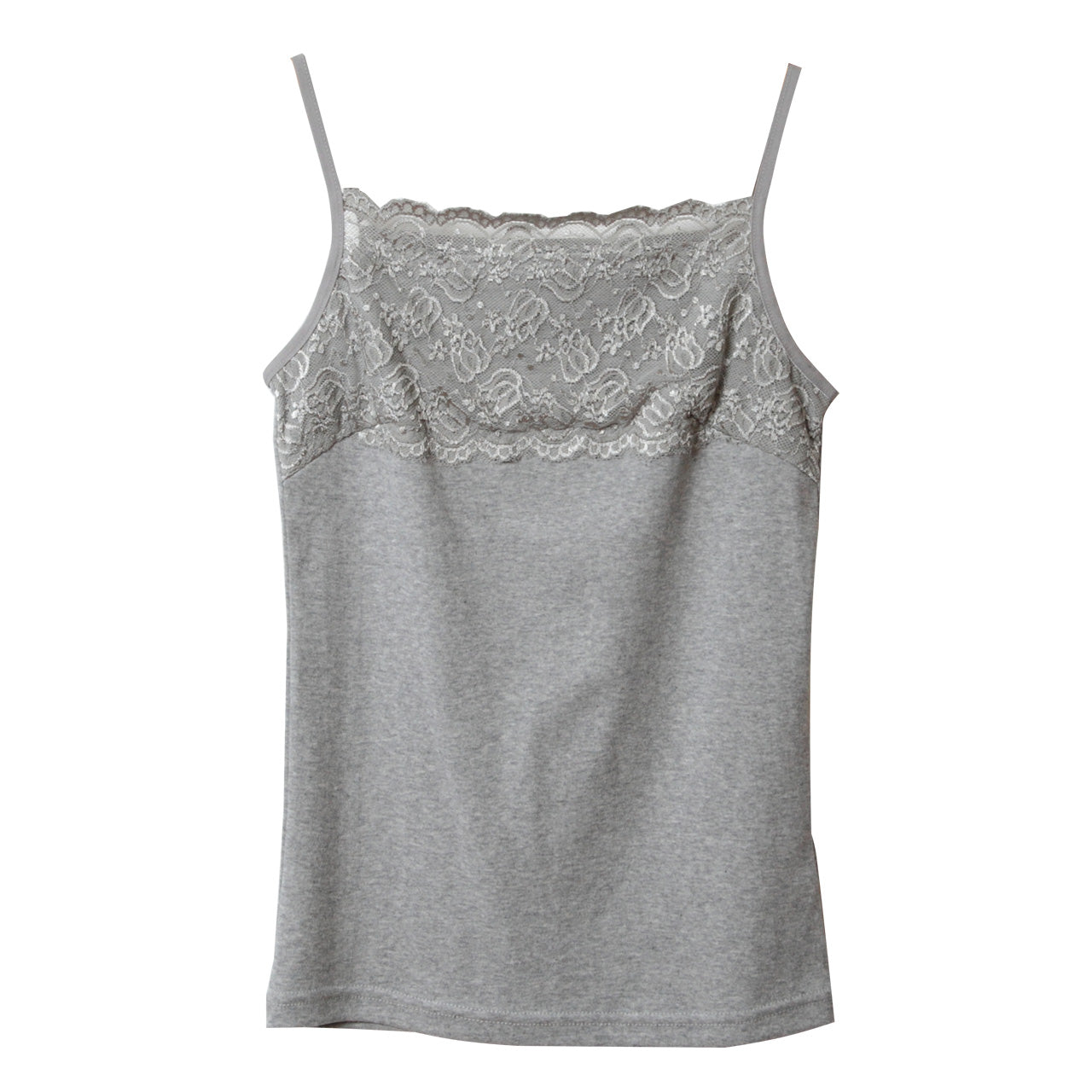 キャミソール レディース トップス レース M~LL (胸元レース キャミ 綿 無地 見せる インナー コットン)
