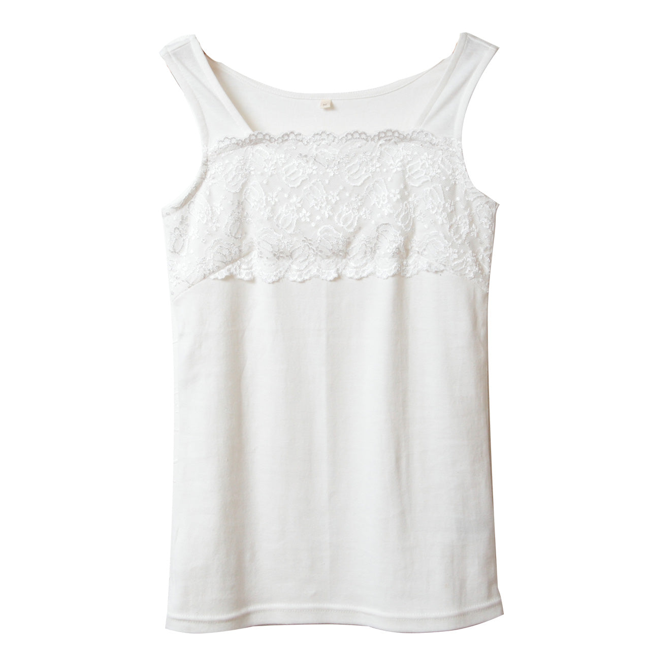 タンクトップ レディース レース トップス インナー M~LL 胸元レース 綿100% コットン ノースリーブ 無地 見せる カットソー タンク 女性 婦人