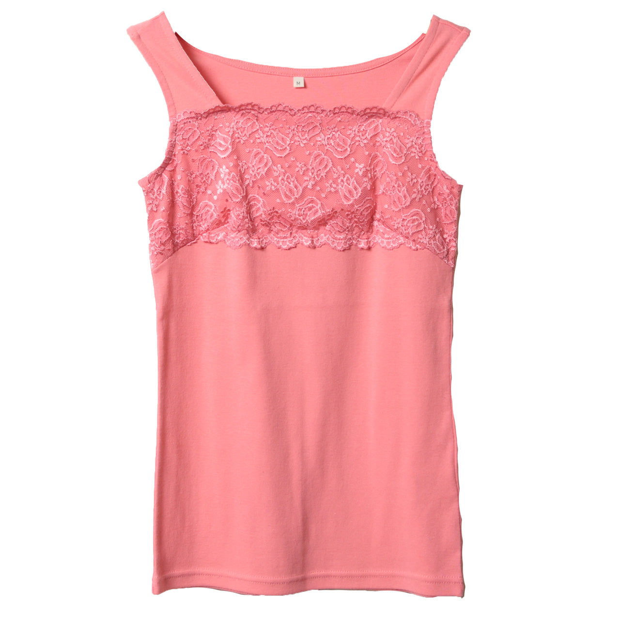 タンクトップ レディース レース トップス インナー M~LL 胸元レース 綿100% コットン ノースリーブ 無地 見せる カットソー タンク 女性 婦人