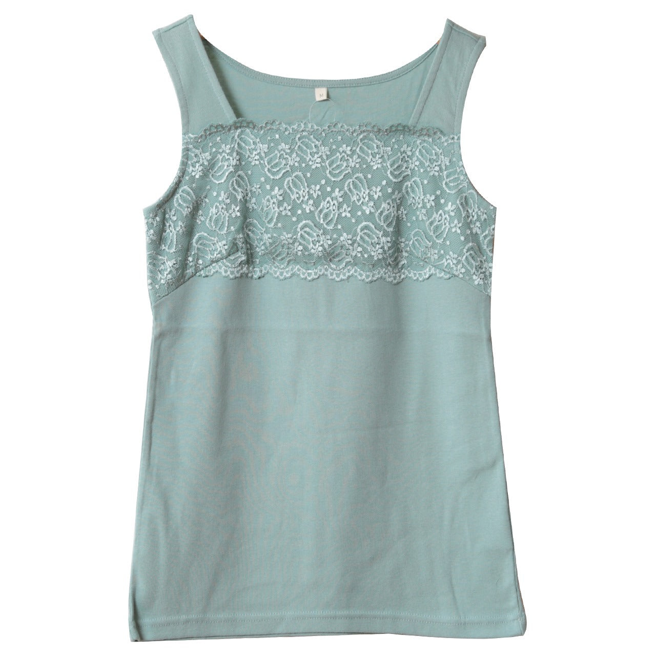 タンクトップ レディース レース トップス インナー M~LL 胸元レース 綿100% コットン ノースリーブ 無地 見せる カットソー タンク 女性 婦人