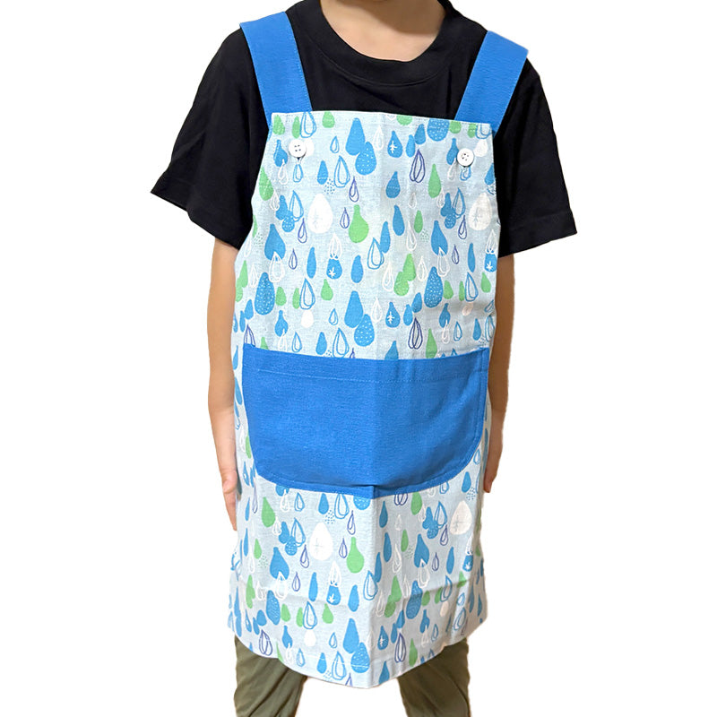 エプロン キッズ キッズエプロン 子供 H型エプロン 男の子 女の子 給食 120-130cm (小学生 小学校 子供用 子ども ジュニア 120 130 ポケット付き H型)