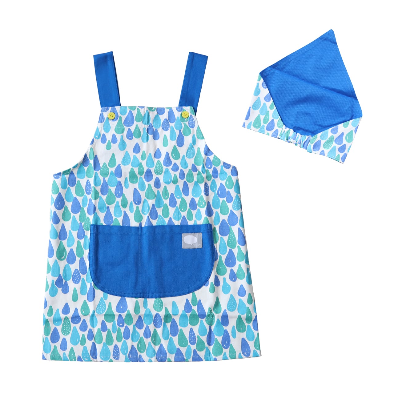 キッズ エプロン&三角巾セット 120cm 130cm セット (キッズエプロン 小学生 小学校 子供用 子ども ジュニア 120 130 エプロンセット H型) (在庫限り)
