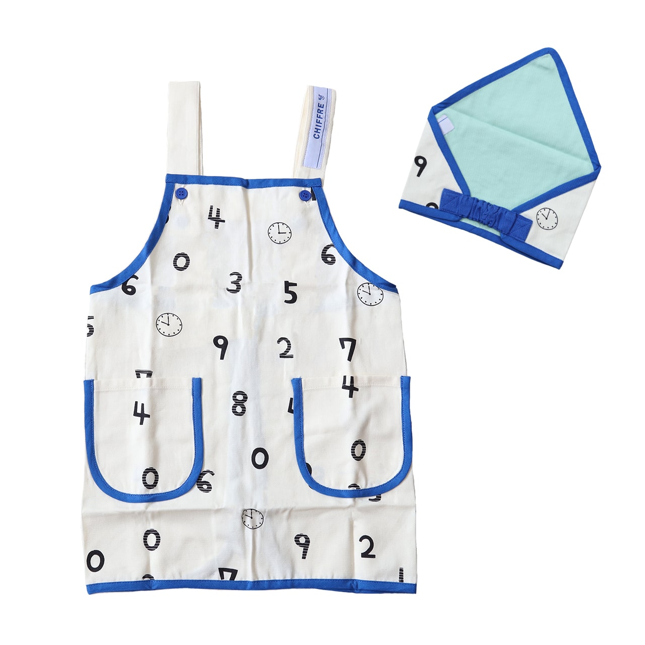 キッズ エプロン&三角巾セット 120cm 130cm セット (キッズエプロン 小学生 小学校 子供用 子ども ジュニア 120 130 エプロンセット H型) (在庫限り)