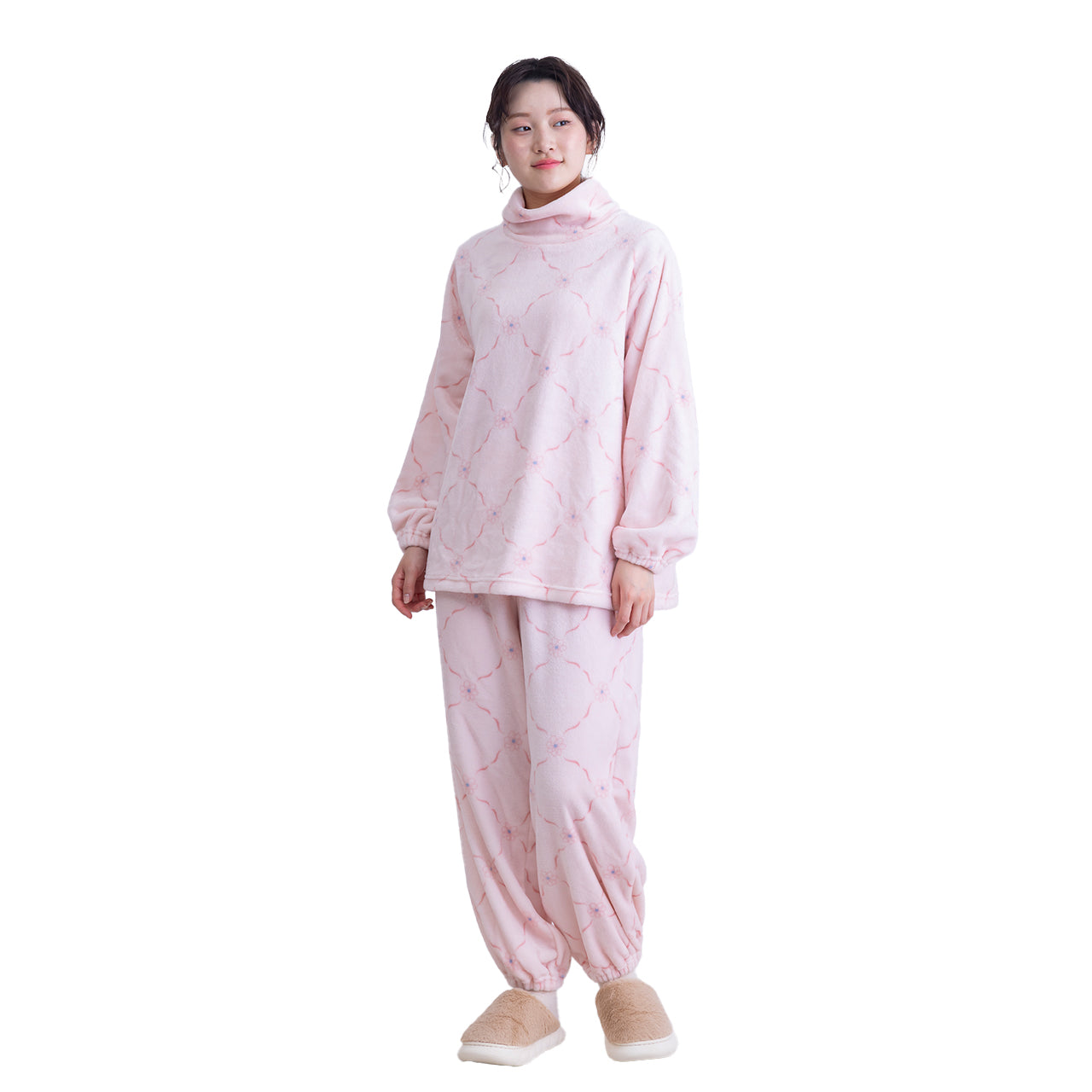 レディース パジャマ ルームウェア 上下セット 暖かい 冬 無地 毛布みたい M-L 冬 長袖 上下セット 婦人 女性 暖かい あたたかい あったかい フランネル 花柄