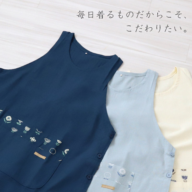 エプロン おしゃれ レディース 脇ボタン M・3L 母の日 プレゼント 実用的 お母さん 贈り物 シンプル h型エプロン かぶるだけ 無地 エプロン 保育士