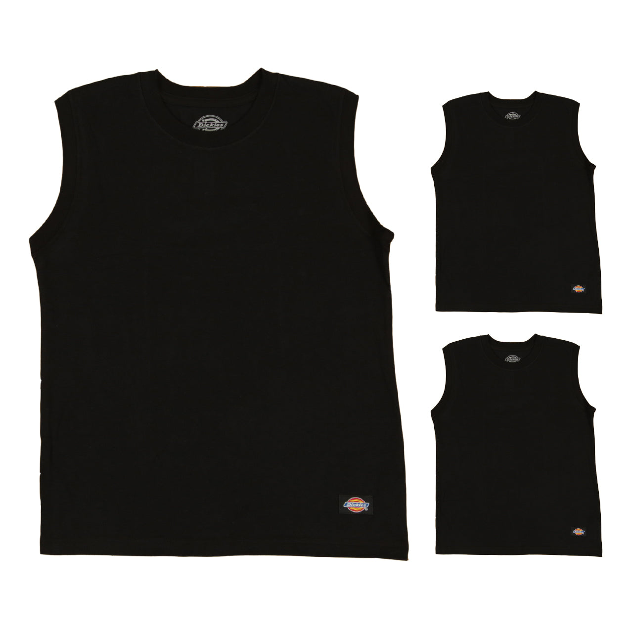 ディッキーズ 男児 キッズ インナー スリーブレス 3枚組 130cm~170cm 子供用 男の子 男子 ボーイズ 子ども 綿混 下着 肌着 アンダーウェア シャツ ノースリーブ 袖なし タンクトップ ランニング 無地 白 黒 (在庫限り)