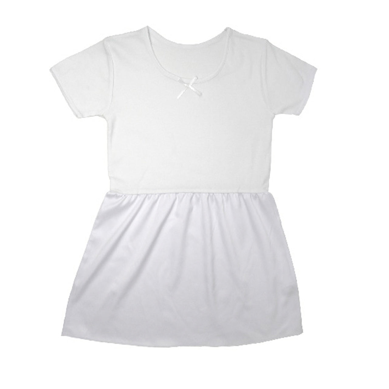 キッズ スリップ 半袖 子供 ペチコート インナー ワンピース 3分袖 110cm~160cm 女の子 120 130 140 150 女児 ジュニア 綿 下着 透け防止 アンダーウェア ドレス 着物 夏 シャツ ワンピース下 (在庫限り)