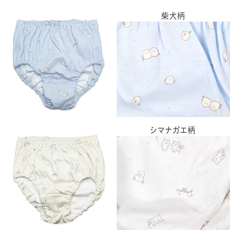 女の子 ショーツ パンツ 綿100% 2枚組 日本製 140 150 160 165cm 女児 綿素材 インナー 下着 肌着 ジュニア キッズ 子供 小学生 中学生 女の子 かわいい 芝犬 シマエナガ 動物柄 パステルカラー インゴム セット 通学 ネームタグ
