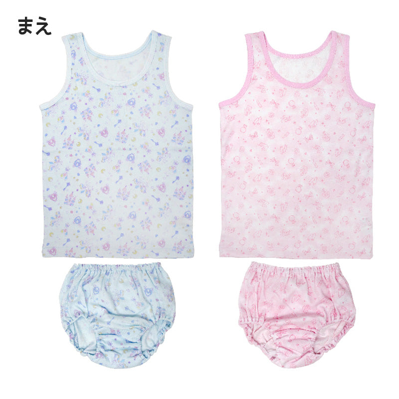 子供 下着 タンクトップ ショーツ 上下セット 女の子 インナー 2セット 100cm~140cm キッズ 肌着 女児 子ども 色違い 綿100% 2枚 (在庫限り)