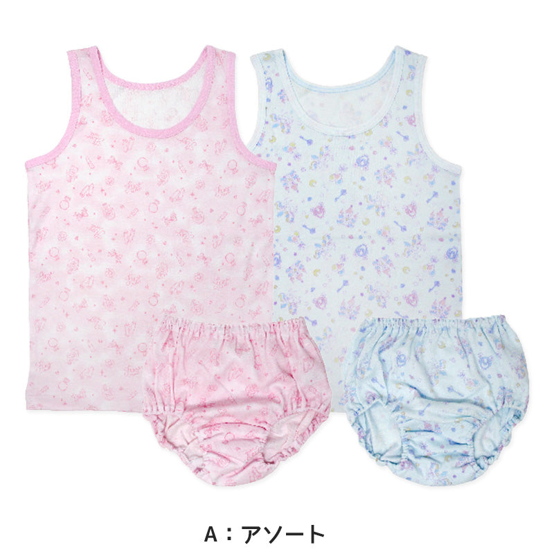 子供 下着 タンクトップ ショーツ 上下セット 女の子 インナー 2セット 100cm~140cm キッズ 肌着 女児 子ども 色違い 綿100% 2枚 (在庫限り)