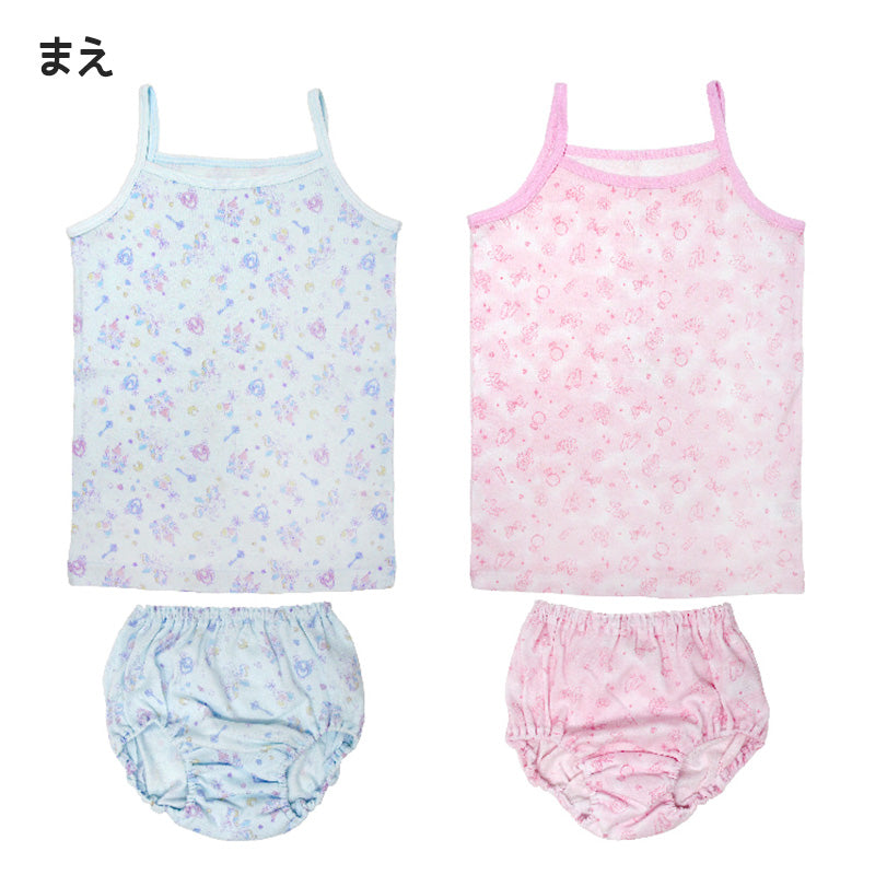 子供 下着 キャミソール ショーツ 上下セット 女の子 インナー 2セット 100cm~140cm キッズ 肌着 女児 子ども 色違い 綿100% (在庫限り)