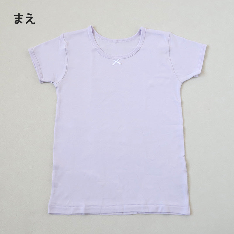 子供 インナー 3分袖 半袖 綿100 厚手 2枚組 冬 無地 100cm~160cm シャツ 下着 肌着 女児 女の子 子供肌着 子ども キッズ ジュニア 無地 シンプル セット 2P コットン 白 紫 黒