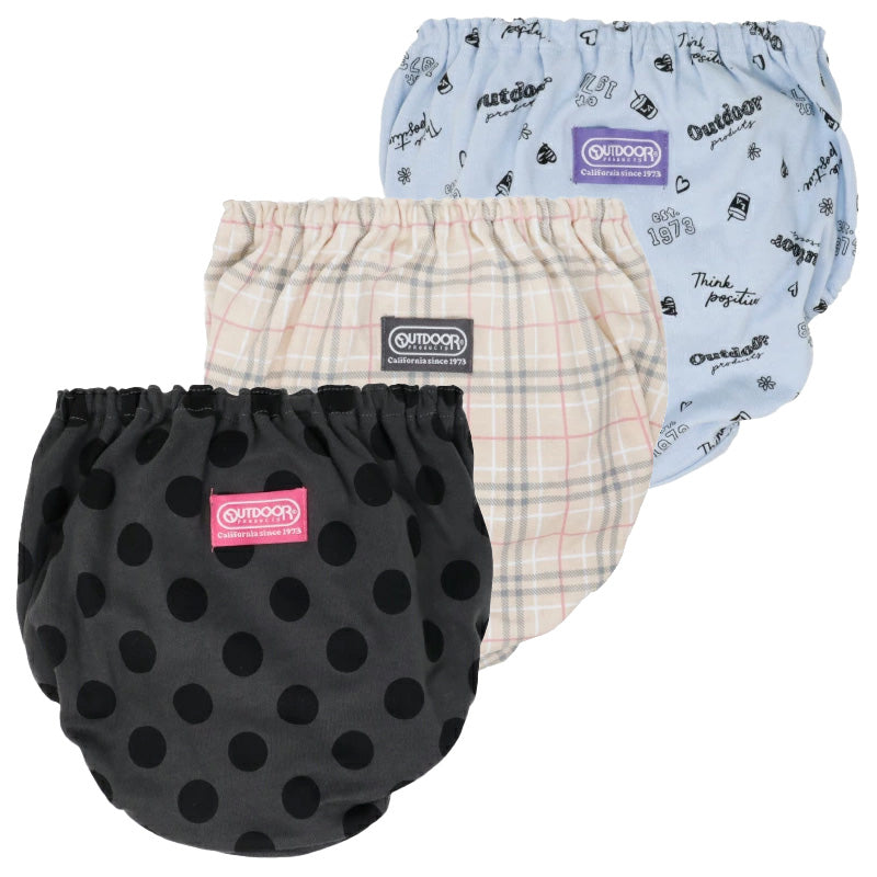 Outdoor ショーツ 綿100 3枚組 130cm 140cm 150cm 160cm 165cm アウトドア キッズ ジュニア 子供 下着 パンツ セット 女の子 インナー 子ども 女児 コットン ブラック 黒