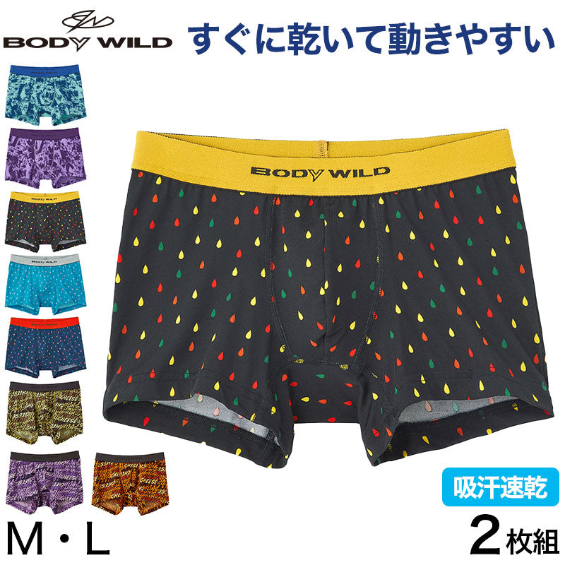 グンゼ ボディワイルド メンズ ボクサーパンツ BodyWild インナー パンツ 2枚セット M・L (GUNZE BODYWILD 男性 紳士 下着 肌着 ボクサーブリーフ インナーウェアー カラー豊富 前とじ 吸汗速乾 カジュアル) (在庫限り)