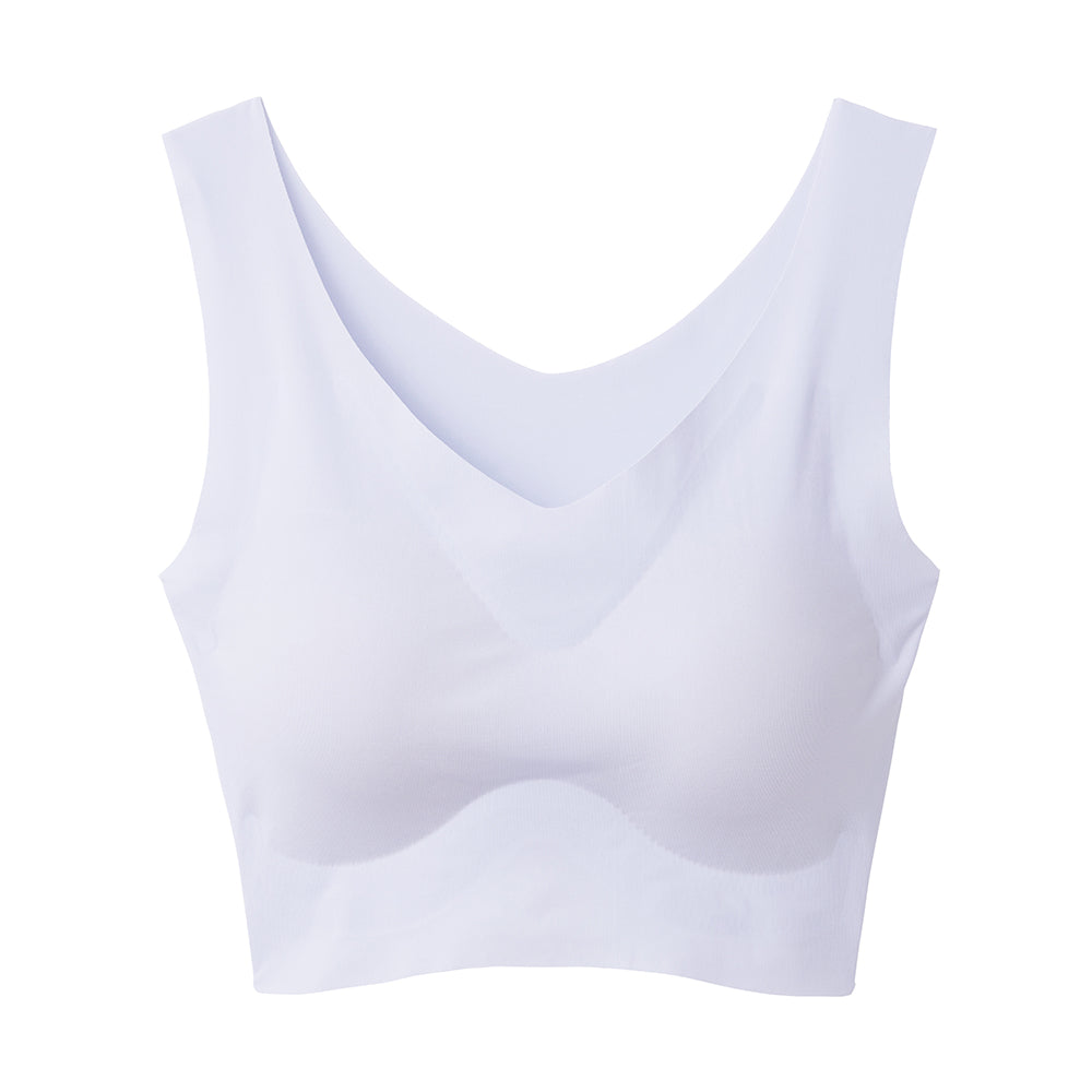 グンゼ キレイラボ ハーフトップブラ 冷感 完全無縫製 M~LL ハーフトップ 夏 涼しい シームレス 接触冷感 縫い目無し カップ付き ムレ対策 レディース ノンワイヤーブラ 下着 (在庫限り)