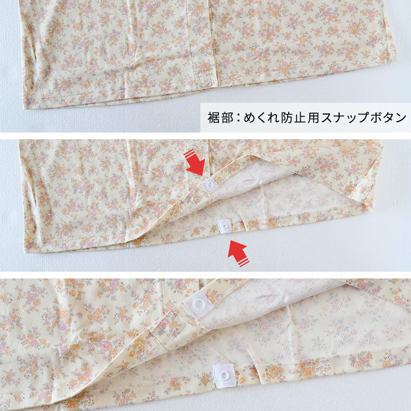 グンゼ ネグリジェ 前開き 介護 レディース 綿100% S M L LL GUNZE 長袖 ルームウェア ホームウェア ナイトウェア パジャマ スナップボタン 花柄 敬老の日 ギフト 母の日 (送料無料)