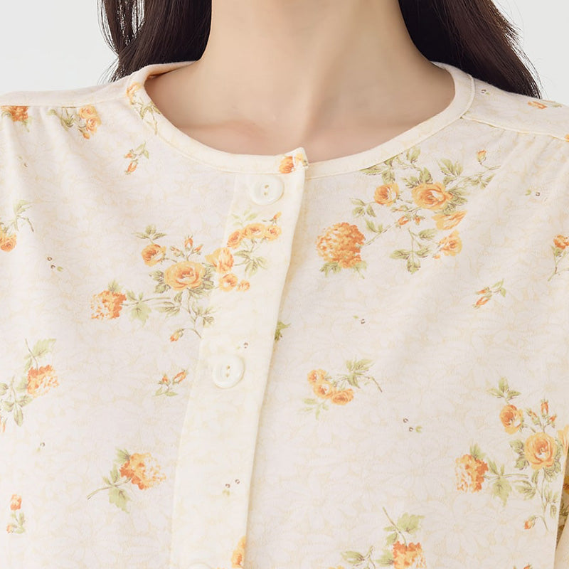 グンゼ パジャマ レディース 綿100 日本製 S M L LL GUNZE ホームウェア ルームウェア コットン cotton 花柄 介護 寝巻 長袖 長ズボン 春 秋 母の日 敬老の日 ギフト プレゼント (送料無料)