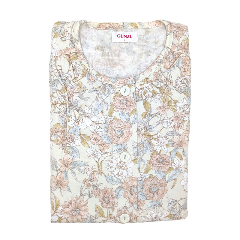 グンゼ パジャマ レディース 綿100 日本製 S M L LL GUNZE ホームウェア ルームウェア コットン cotton 花柄 介護 寝巻 長袖 長ズボン 春 秋 母の日 敬老の日 ギフト プレゼント (送料無料)