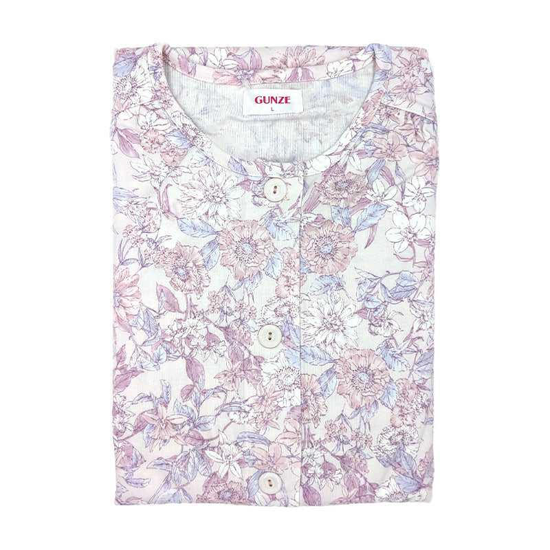 グンゼ パジャマ レディース 綿100 日本製 S M L LL GUNZE ホームウェア ルームウェア コットン cotton 花柄 介護 寝巻 長袖 長ズボン 春 秋 母の日 敬老の日 ギフト プレゼント (送料無料)