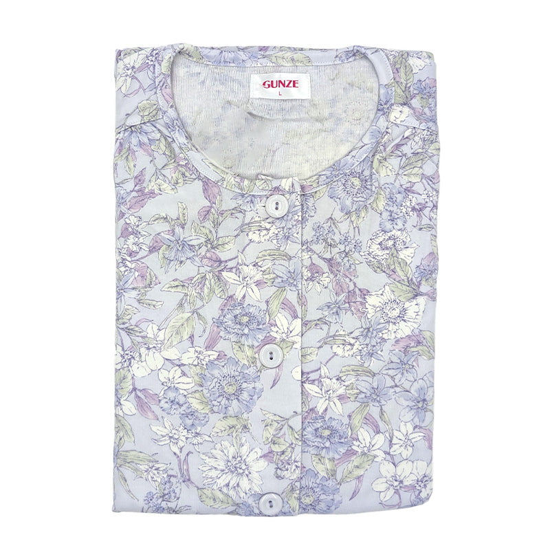 グンゼ パジャマ レディース 綿100 日本製 S M L LL GUNZE ホームウェア ルームウェア コットン cotton 花柄 介護 寝巻 長袖 長ズボン 春 秋 母の日 敬老の日 ギフト プレゼント (送料無料)
