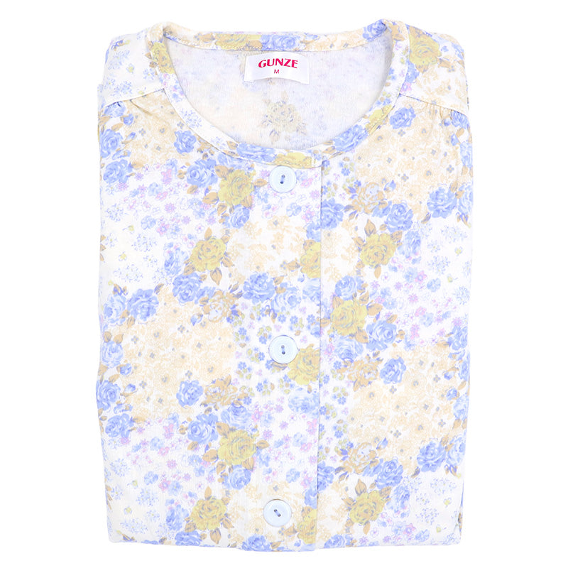 グンゼ パジャマ レディース 綿100 日本製 S M L LL GUNZE ホームウェア ルームウェア コットン cotton 花柄 介護 寝巻 長袖 長ズボン 春 秋 母の日 敬老の日 ギフト プレゼント (送料無料)