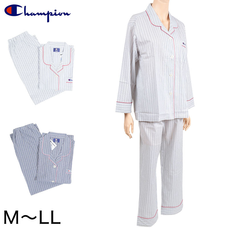 チャンピオン パジャマ レディース 綿100% ルームウエア M~LL (通年 寝間着 寝巻 グンゼ チャンピオン Champion GUNZE 長袖長パンツ) (在庫限り)