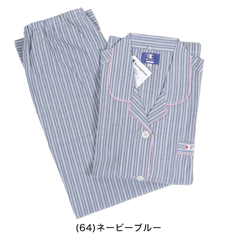 チャンピオン パジャマ レディース 綿100% ルームウエア M~LL (通年 寝間着 寝巻 グンゼ チャンピオン Champion GUNZE 長袖長パンツ) (在庫限り)