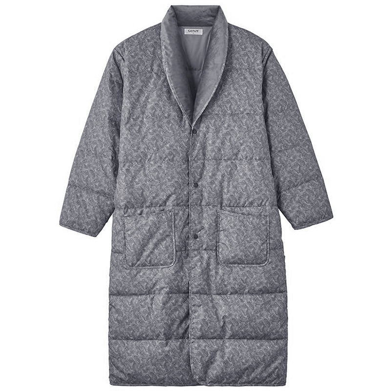 パジャマ 羽織 グンゼ ロング丈 ガウン M L 羽毛の暖かさ ダウン 上着 冬用 ルームウェア 室内着 暖かい 冷え取り 敬老の日 プレゼント 父の日 (送料無料)