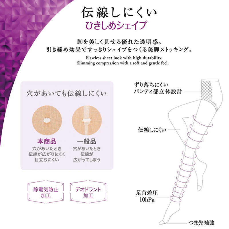 グンゼ サブリナ 伝線しにくい 着圧 ストッキング 3足組 M-L・L-LL 着圧ストッキング レディース パンスト パンティストッキング ベージュ 黒