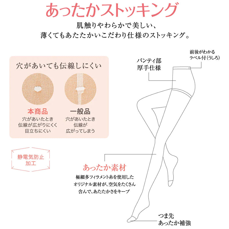グンゼ SABRINA 伝線しにくい あったか ストッキング 3足組 M-L・L-LL サブリナ レディース パンスト パンティストッキング ベージュ 黒 暖かい 冬 (在庫限り)