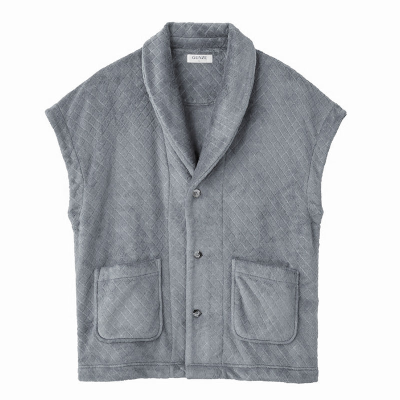 グンゼ ボア 羽織物 メンズ ベスト 冬 M L GUNZE 起毛 羽織り はおり パジャマの上 ルームウェア 部屋着 ナイトウェア 防寒 プレゼント 暖かい 冷えとり 冷え 肩こり あたたか あったか ぽかぽか 着る毛布 ふわふわ 冬 真冬 冬用 (送料無料)