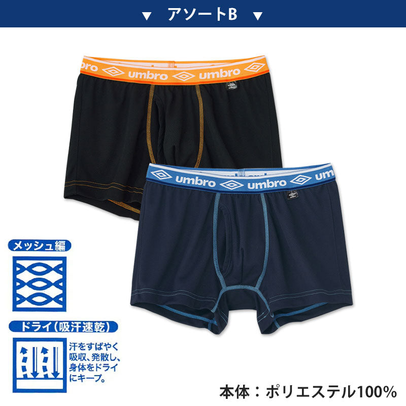 グンゼ umbro ボクサーブリーフ2枚組 M~LL (アンブロ メンズ パンツ ボクサーブリーフ 下着 インナー 綿 吸汗速乾 メッシュ編) (在庫限り)
