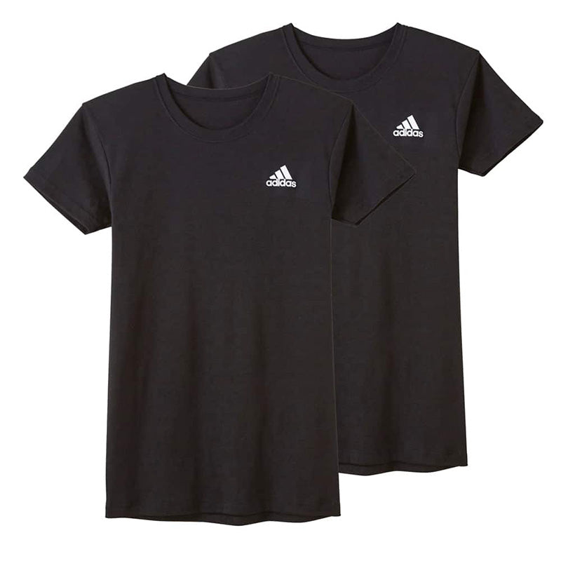 アディダス キッズ tシャツ 男の子 半袖 下着 インナー 丸首 クルーネック 2枚組 グンゼ 140~170cm 肌着 子供 吸汗 速乾 男子 シャツ 白 黒 子ども ジュニア adidas さらさら 洗い替え