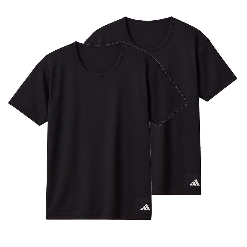 アディダス キッズ tシャツ 男の子 半袖 下着 インナー 丸首 クルーネック 2枚組 グンゼ 140~170cm 肌着 子供 吸汗 速乾 男子 シャツ 白 黒 子ども ジュニア adidas さらさら 洗い替え