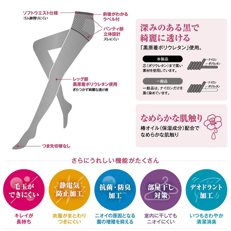 グンゼ SABRINA 30D 綺麗な透け感 タイツ 2足組 M-L・L-LL (GUNZE サブリナ レディース 黒 ブラック) (在庫限り)