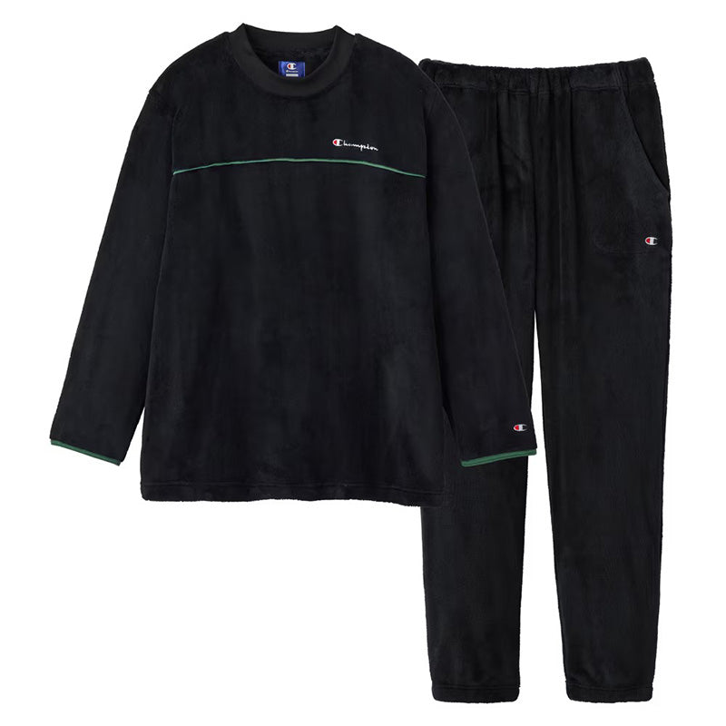 チャンピオン メンズ パジャマ 長袖 冬 ボア フリース M~LL Champion 部屋着 ホームウェア ルームウェア セットアップ 上下セット 厚手 防寒 シンプル ロゴ (送料無料)