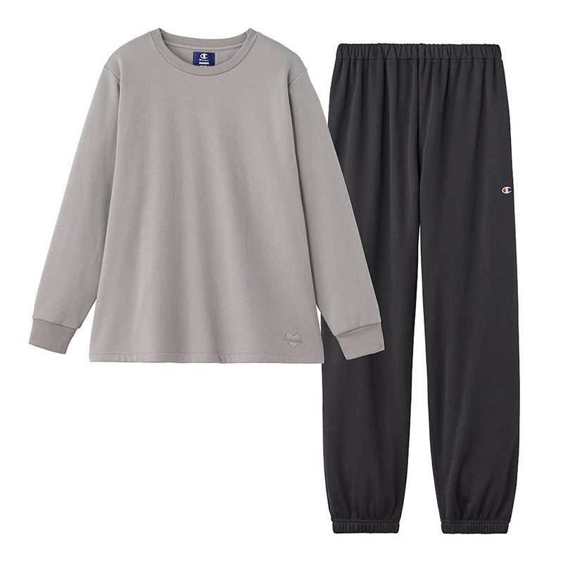 チャンピオン レディース パジャマ 冬 裏ボア フリース もこもこ あったか ルームウェア グンゼ M L 部屋着 長袖 上下セット セットアップ Champion 防寒 暖かい 可愛い シンプル おしゃれ トレーナー風 ふわふわ ナイトウェア ふんわり ギフト プレゼント (送料無料)