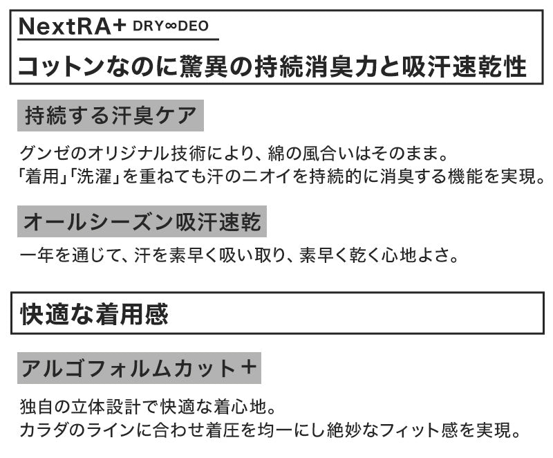 グンゼ インナー メンズ 半袖 綿100% vネック tシャツ 消臭 M~3L インナーシャツ 肌着 下着 紳士 男性 吸汗速乾 インナーウェア YG ワイジー シャツ M L LL 汗臭 ムレ 白 黒 灰 綿100 ネクストラ ネクストラプラス