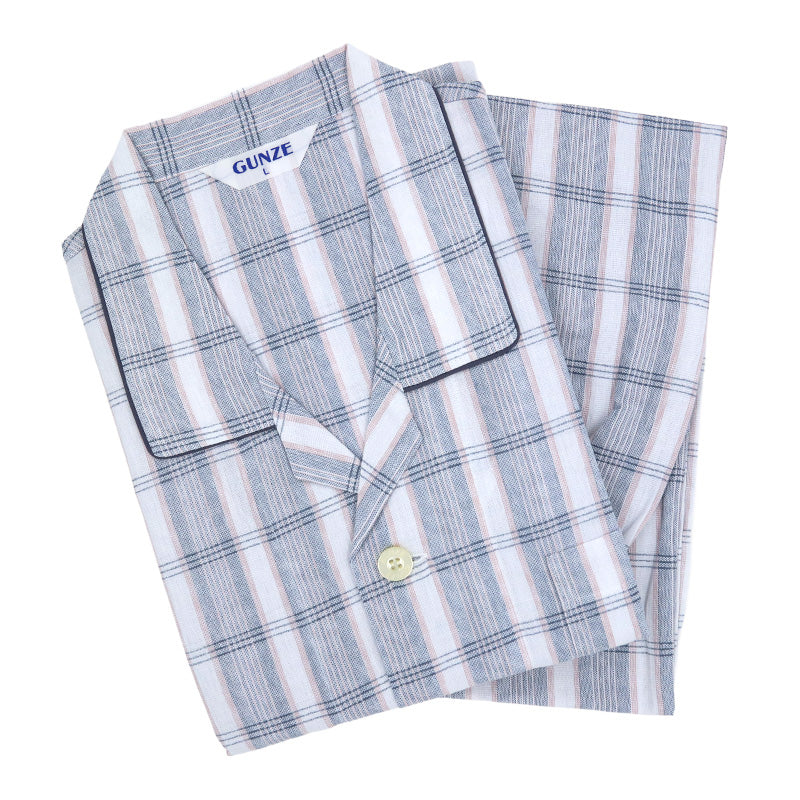 グンゼ パジャマ メンズ 綿100% 長袖長パンツ S M L LL GUNZE 寝巻 寝間着 部屋着 前開き ホームウェア ルームウェア 敬老の日 ギフト 父の日 (送料無料) (在庫限り)