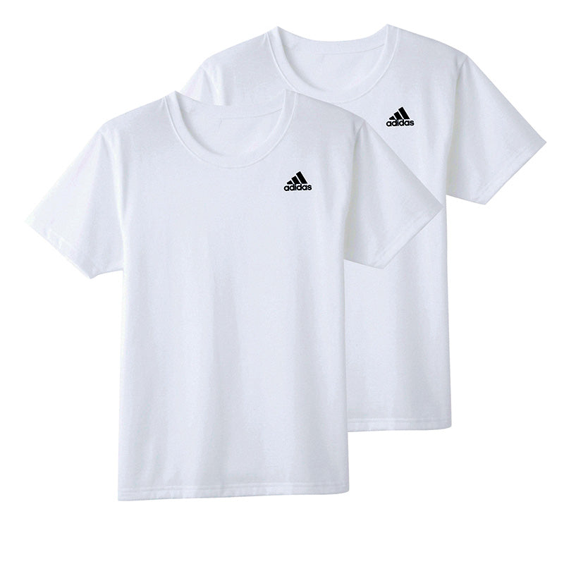 アディダス tシャツ メンズ クルーネック 半袖 インナー 2枚組 M~LL (シャツ 2枚セット 綿混 adidas グンゼ ストレッチ 丸首 速乾 ドライ 白 黒) (在庫限り)