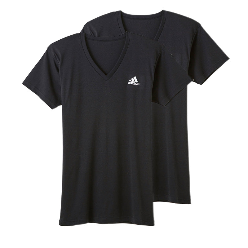 アディダス tシャツ メンズ Vネック 半袖 インナー 2枚組 M~LL (シャツ 2枚セット 綿混 adidas グンゼ ストレッチ v首 速乾 ドライ 白 黒) (在庫限り)
