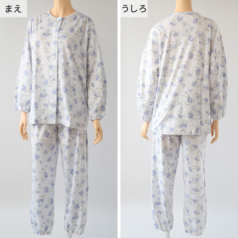 グンゼ パジャマ レディース 長袖 綿100% スムース 日本製 S~LL 春 秋 綿100 伸縮性 女性 花柄 ギフト プレゼント (送料無料) (在庫限り)