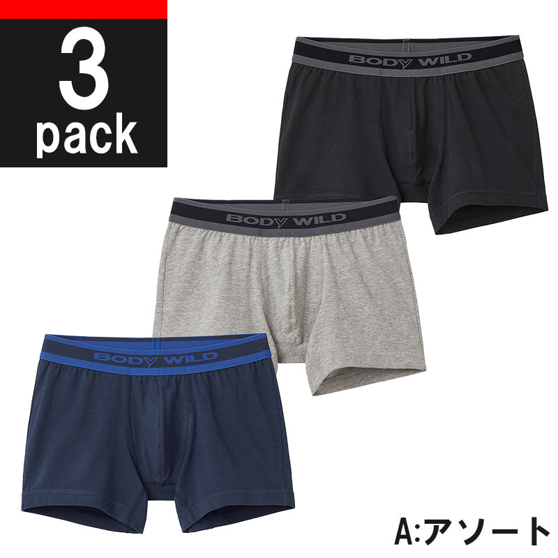 ボクサーパンツ 3枚セット メンズ 下着 前とじ bodywild ボディワイルド M~LL ボクサーブリーフ 3枚組 パンツ グンゼ インナー 綿 おすすめ お得 セット売り プレゼント ギフト 箱入り