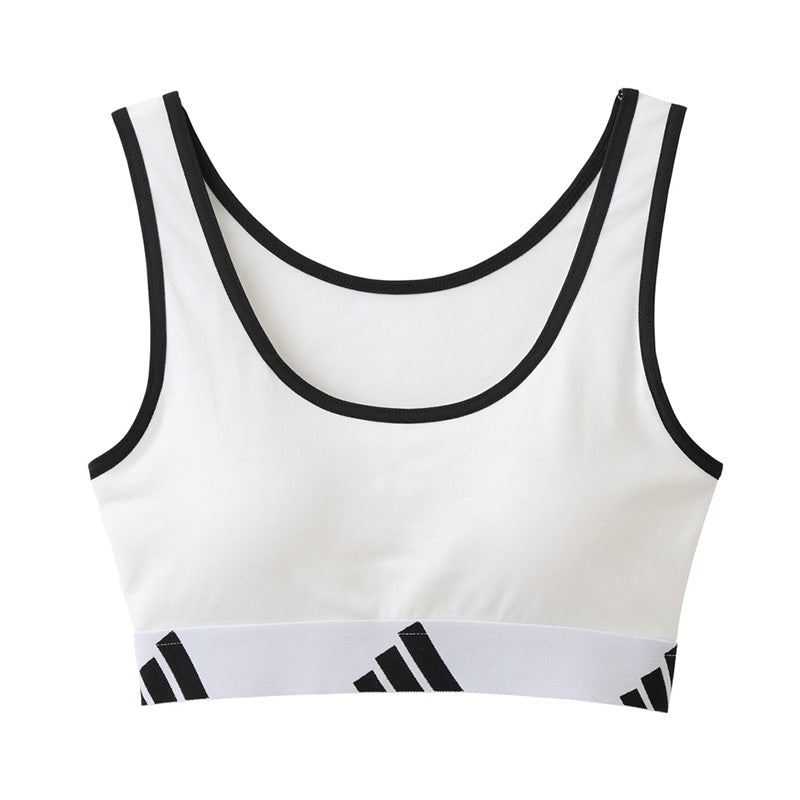 アディダス 女児 ガールズ ジュニア ティーンズ スクール インナー ハーフトップ 150 160 165 cm ブラトップ スポーツブラ 下着 綿混 吸汗速乾 ストレッチ 快適 動きやすい 通学 部活 体育 ダンス スポーツ用 パッドあり デイリー使い