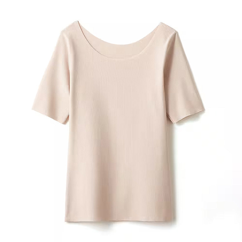 グンゼ キレイラボ 5分袖 シャツ インナー 半袖 レディース リブ M~LL 下着 締め付けない ひびきにくい タグなし アンダーウェア オーガニックコットン 綿 敏感肌 肌着 女性 (在庫限り)