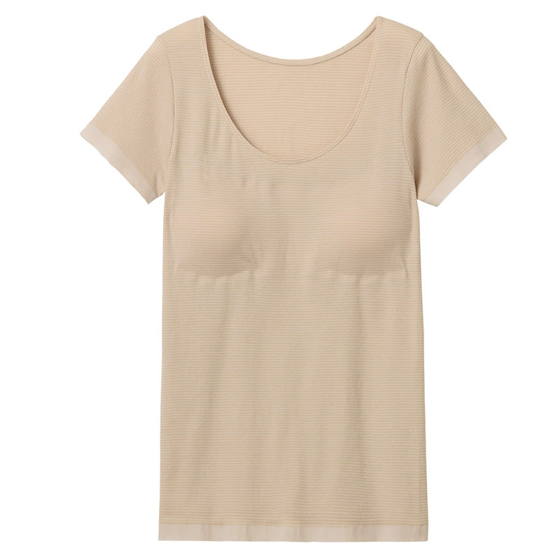 グンゼ レディース パッド付 2分袖 インナー ブラトップ M~LL (カップ付き アンダーウェア 半袖 下着 肌着 夏 速乾) (在庫限り)