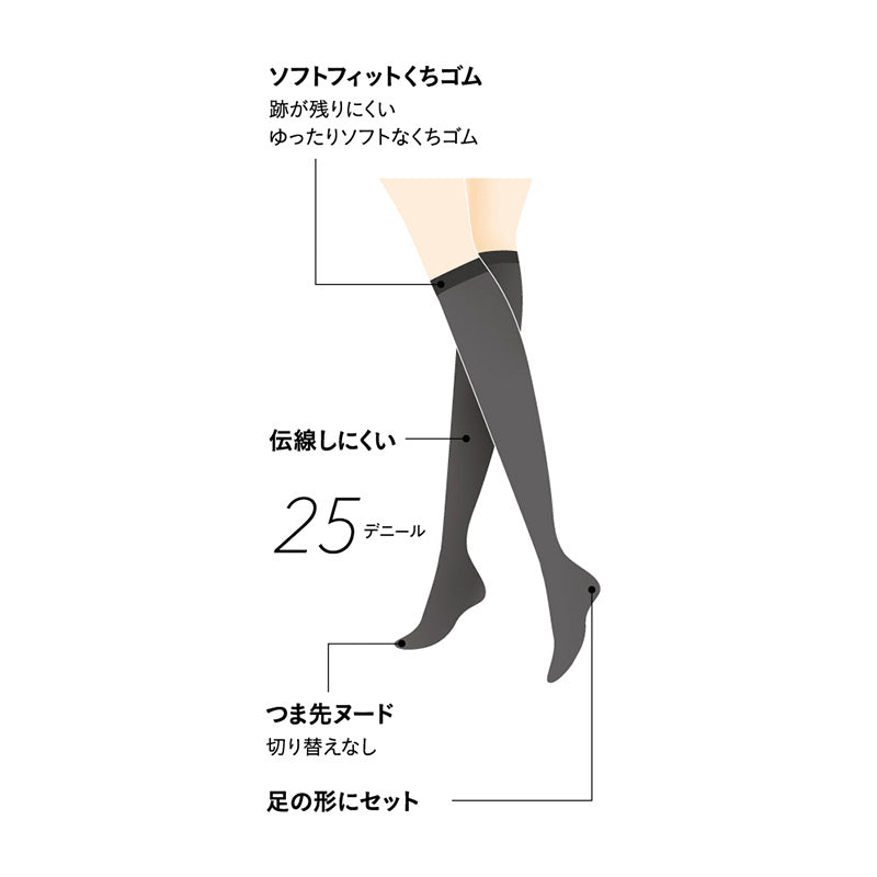 グンゼ サブリナ 黒ストッキング ひざ下 25デニール シアータイツ 22-25cm GUNZE SABRINA 膝下丈 ストッキング 丈夫 UV対策 伝線防止 ブラック 保湿成分