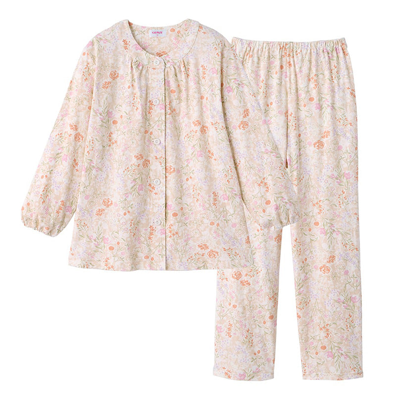 グンゼ パジャマ 綿100 レディース 長袖 花柄 セット S M L LL 3L 長袖 長ズボン 小さいサイズ 大きいサイズ 春夏 特大サイズ S M L LL 3l 敬老の日 ギフト 母の日 プレゼント 肌にやさしい 保湿 コットン (送料無料)