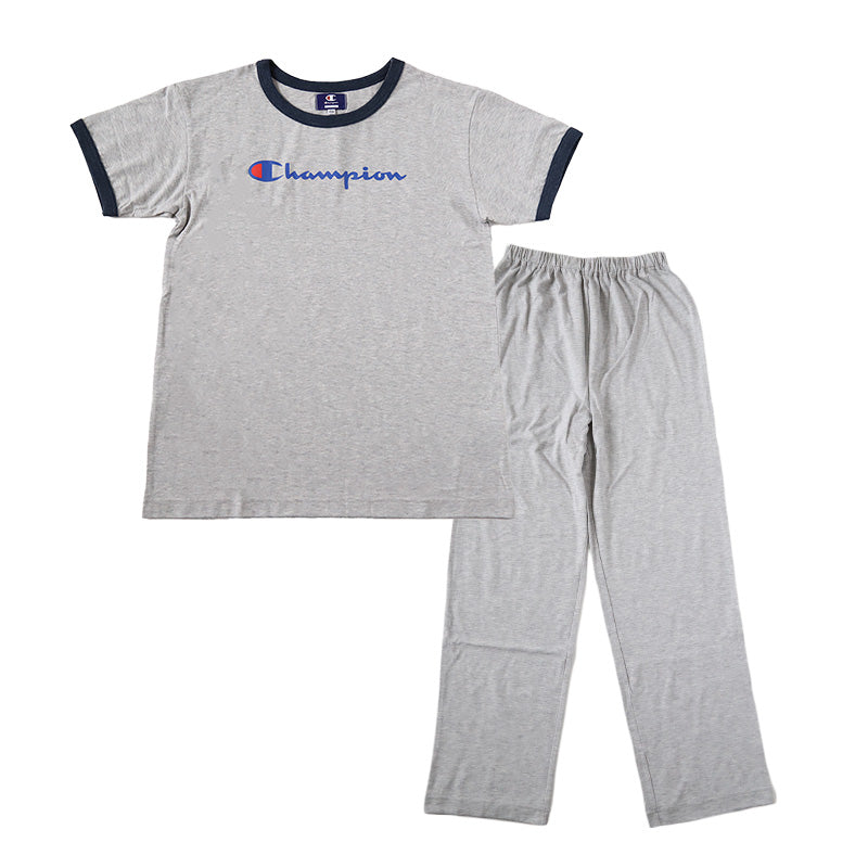 チャンピオン キッズ パジャマ 半袖 長ズボン 男の子 女の子 130cm~160cm 子供 ルームウェア 部屋着 寝巻き 上下セット 春 夏 セットアップ ホームウェア シンプル (送料無料) (在庫限り)