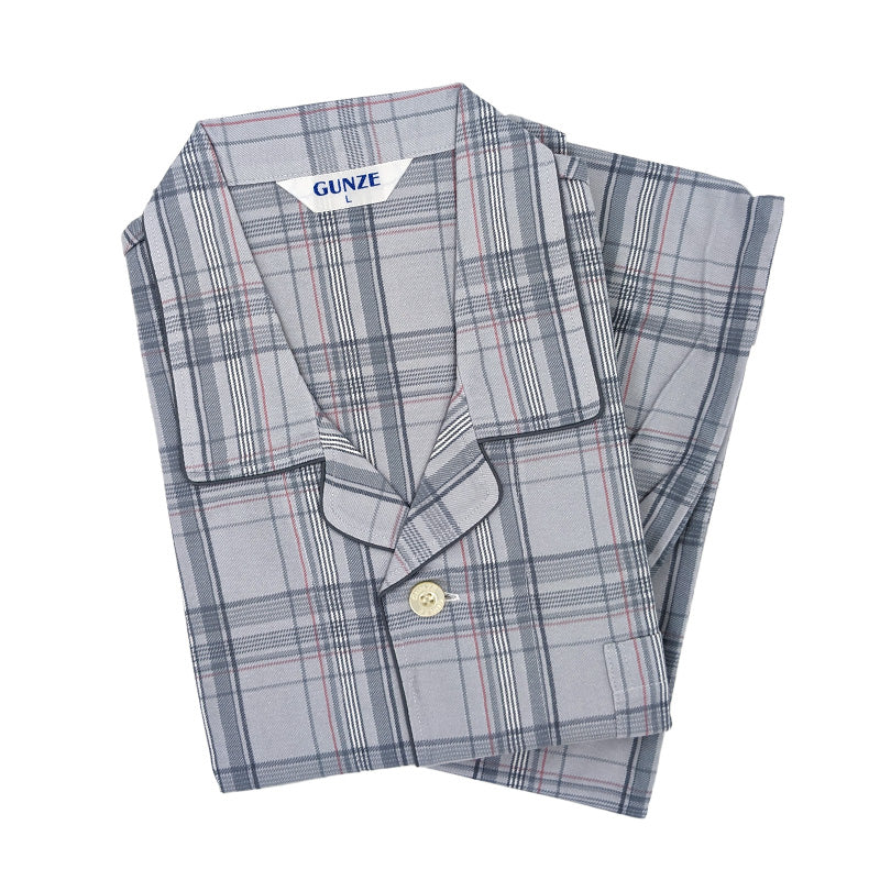 グンゼ パジャマ メンズ 長袖 綿100 S~LL 春夏 薄手 長ズボン 男性 gunze 介護 介護用パジャマ 寝巻 寝間着 部屋着 前開き ホームウェア ルームウェア シニア セットアップ 大きいサイズ チェック 敬老の日 プレゼント ギフト 父の日 (送料無料) (在庫限り)